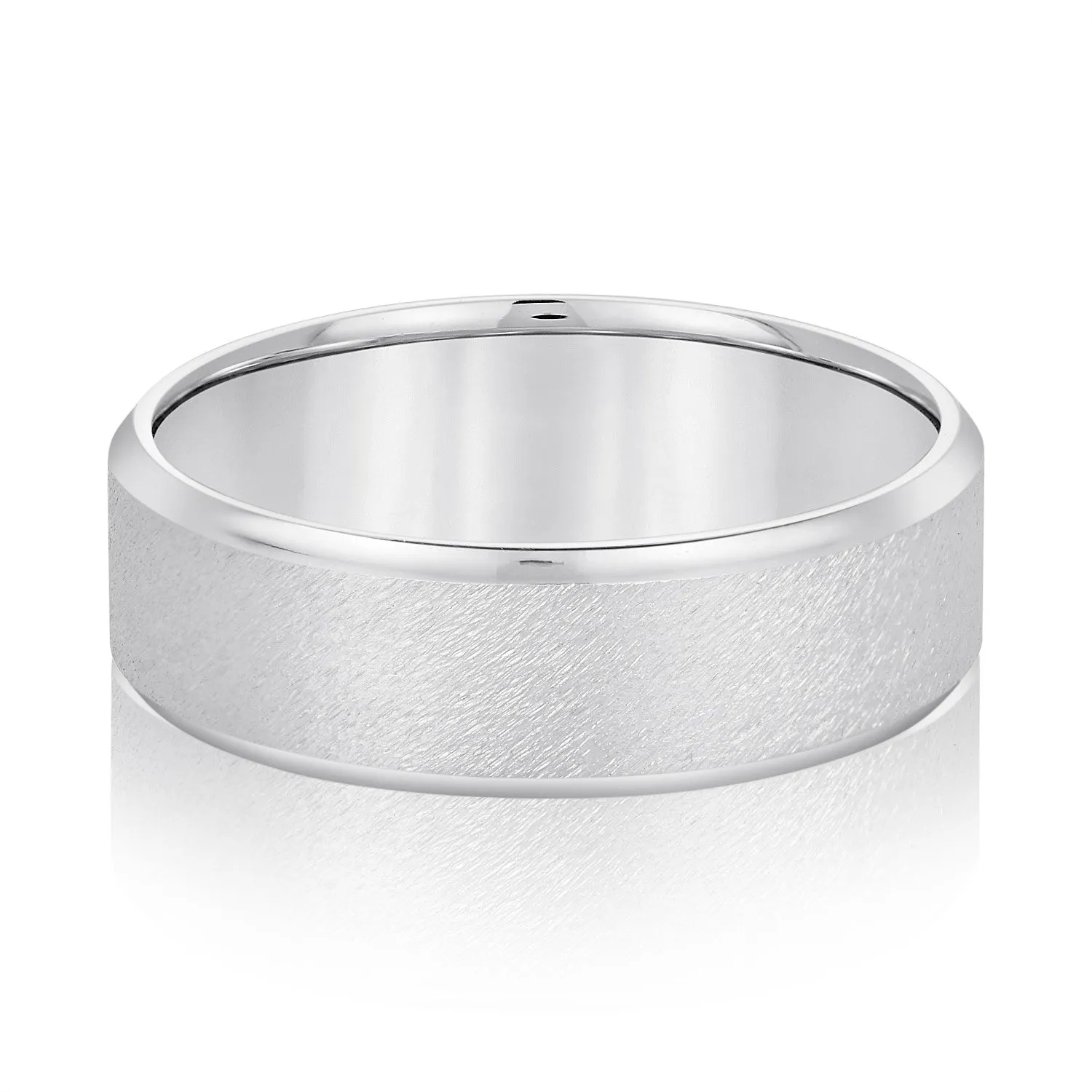 Beveled Edge Comfort Fit Sandblasted Finish Men's Band