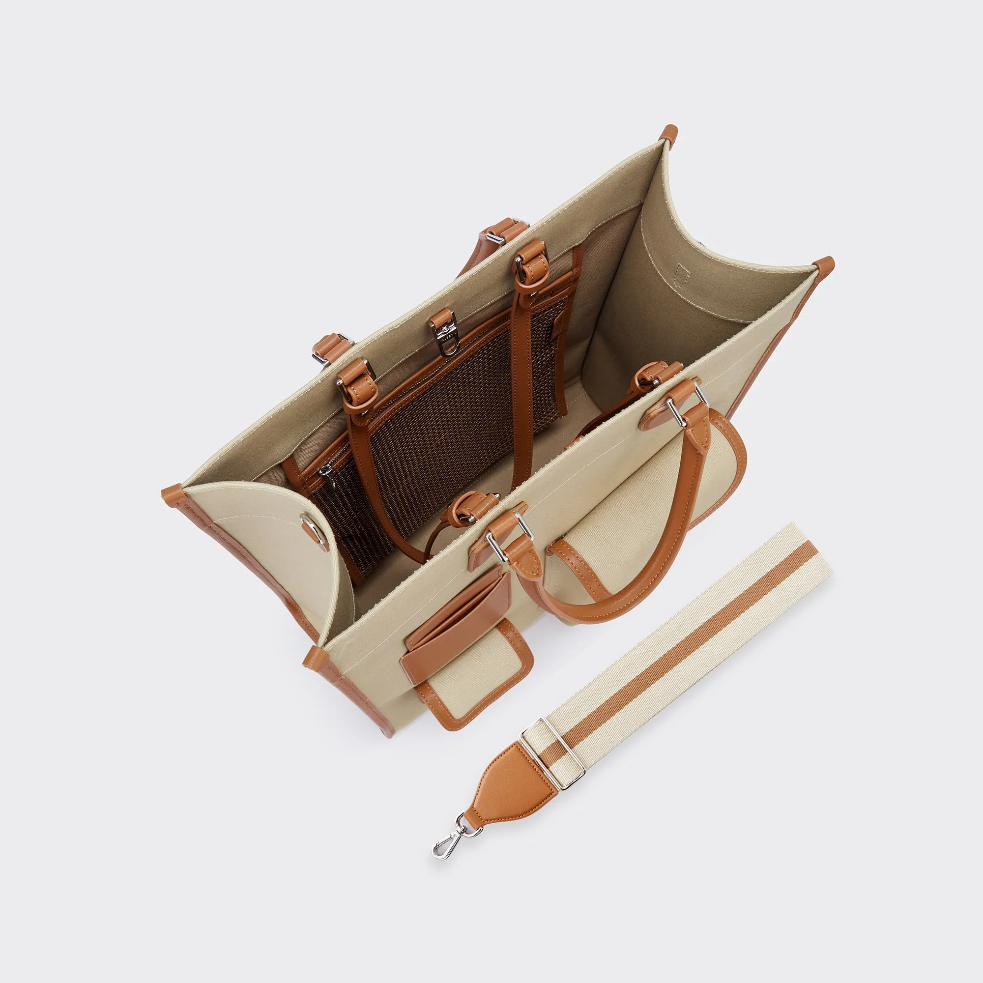 Gabriel Large Vertical Canvas Tote Bag  - Khaki