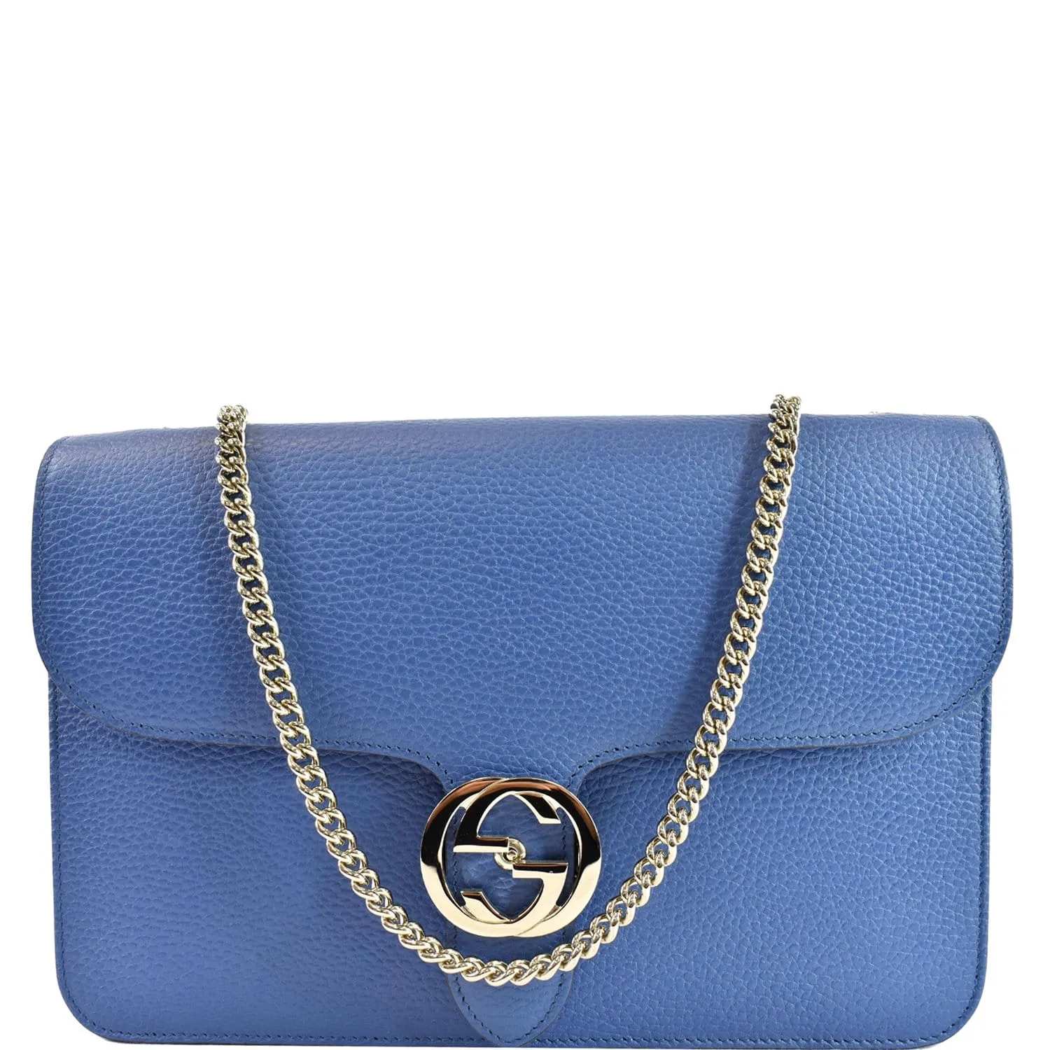 Gucci Interlocking GG Calfskin Leather Shoulder Bag Blue 510303