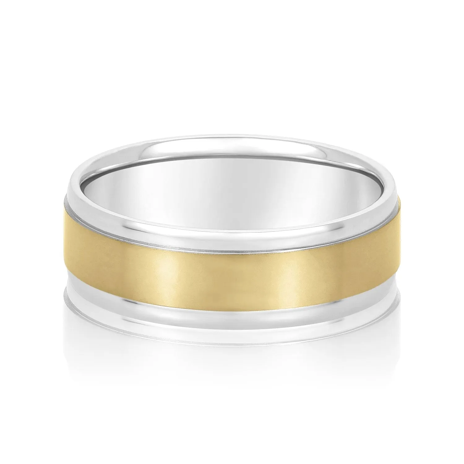 Men's Flat Wedding Band with Step Edge